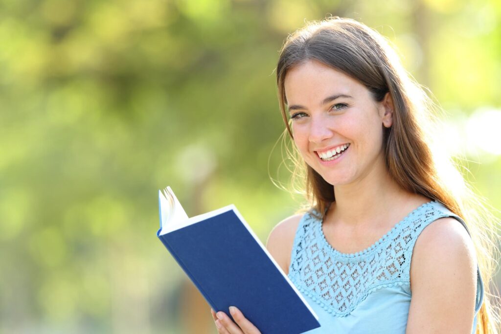 Girl reading a guide 