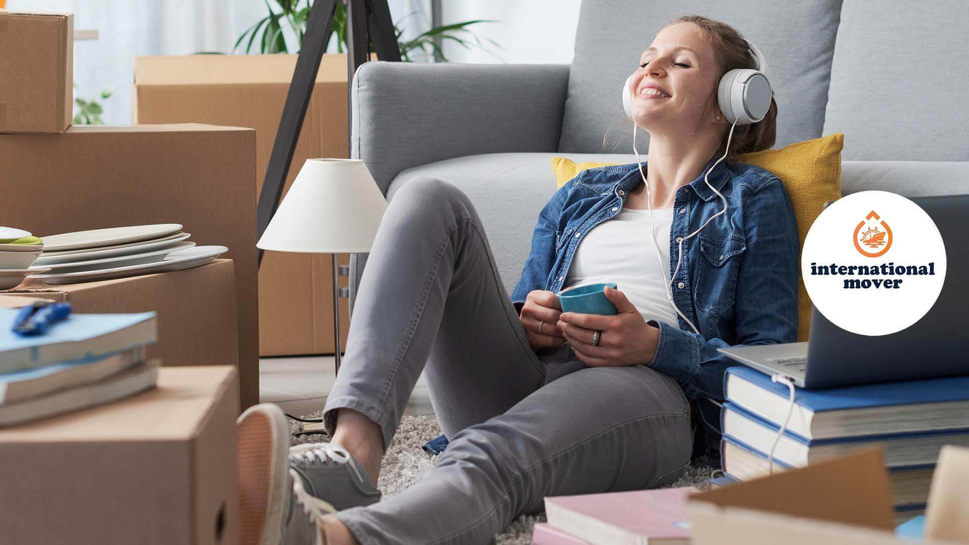 A girl packing for an international move